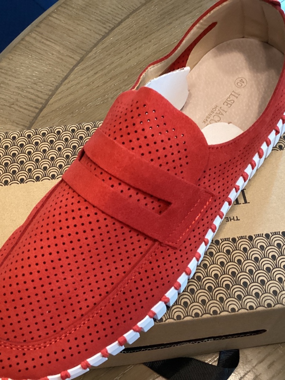 Ilse Jacobsen Hornbaek Women Tulip Loafers Deep Red-NWT